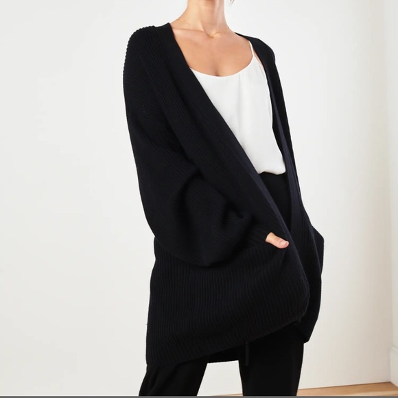NWT Black Quince Organic Cotton Oversized open Cardigan Sweater Small - Picture 2 of 7